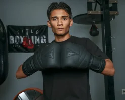 TITLE Black Bolstered Leather Bag Boxing Gloves