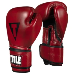 TITLE Blood Red Leather Sparring Gloves