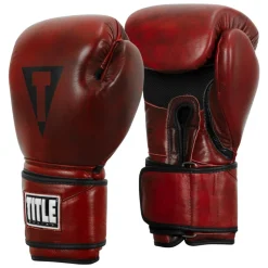 TITLE Boxing Blood Red Leather Bag Boxing Gloves