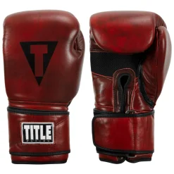 TITLE Boxing Blood Red Leather Bag Boxing Gloves
