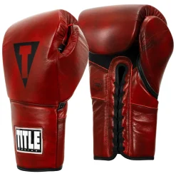 TITLE Boxing Blood Red Leather Sparring Boxing Gloves