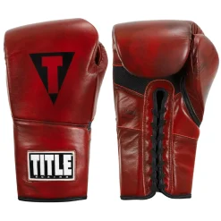TITLE Boxing Blood Red Leather Sparring Boxing Gloves