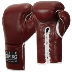 TITLE Boxing Old School Leather Lace-Up Sparring Boxing Gloves
