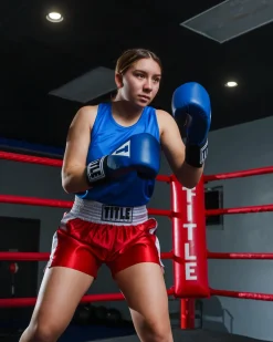 TITLE Boxing Professional Women’s Satin Striped Boxing Trunks