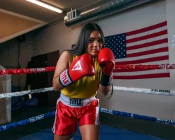 TITLE Boxing Professional Women’s Satin Striped Boxing Trunks