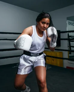 TITLE Boxing Professional Women’s Satin Striped Boxing Trunks