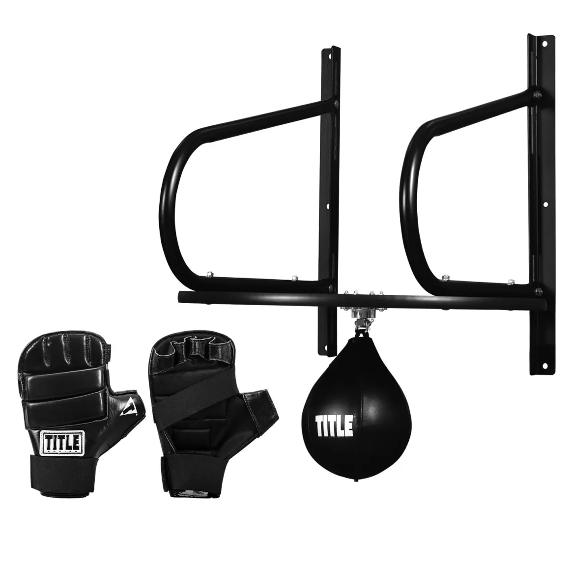 TITLE Classic Boxing Speed Bag Platform & Gloves Bundle